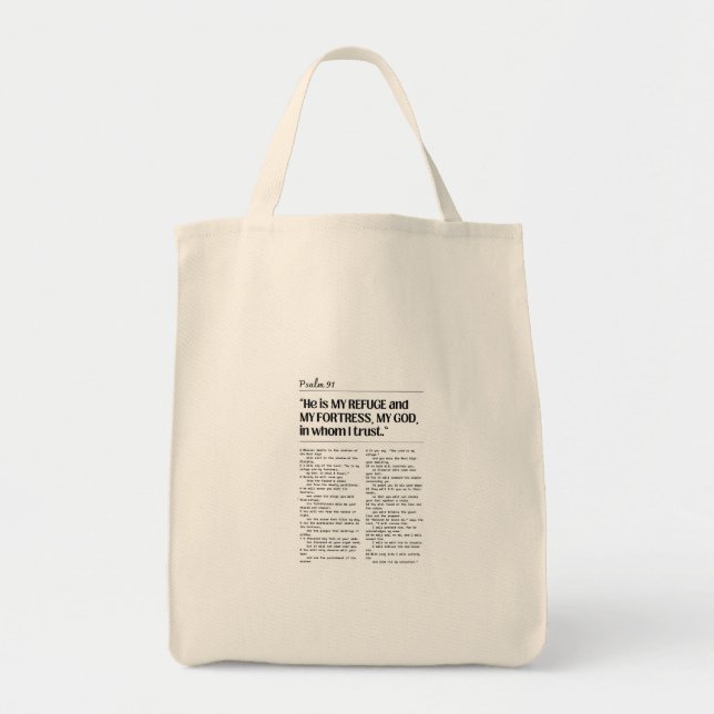 Bolsa Tote Saco de Compras Salmo 91 Proteção de Deus (Frente)