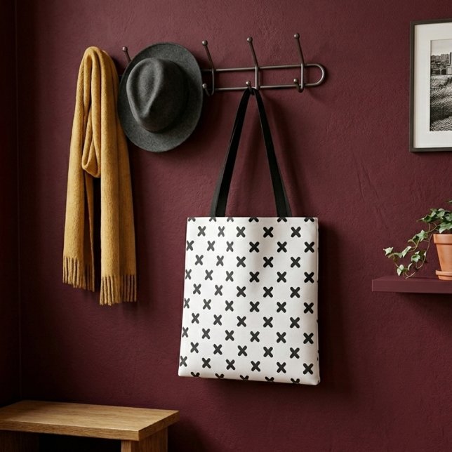 Bolsa Tote Saco de compras simples de cruz negra moderna (Criador carregado)