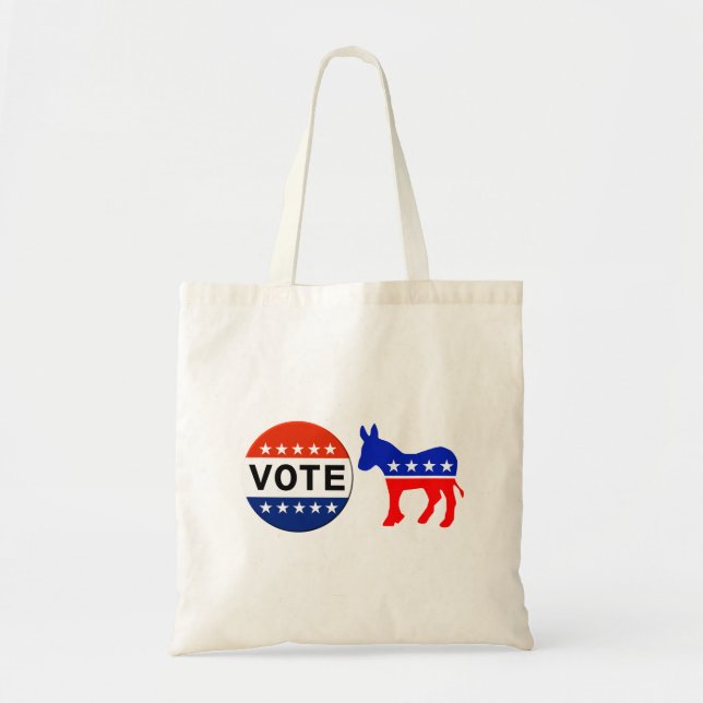 Bolsa Tote Saco de Compras Vote Democrata (Frente)