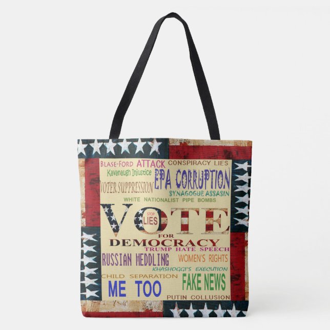 Bolsa Tote Saco de Compras Vote pela Democracia (Frente)