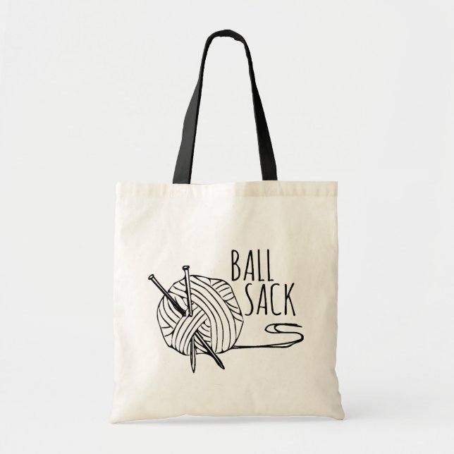 Bolsa Tote Saco de confecção de malhas engraçado da bola (Frente)