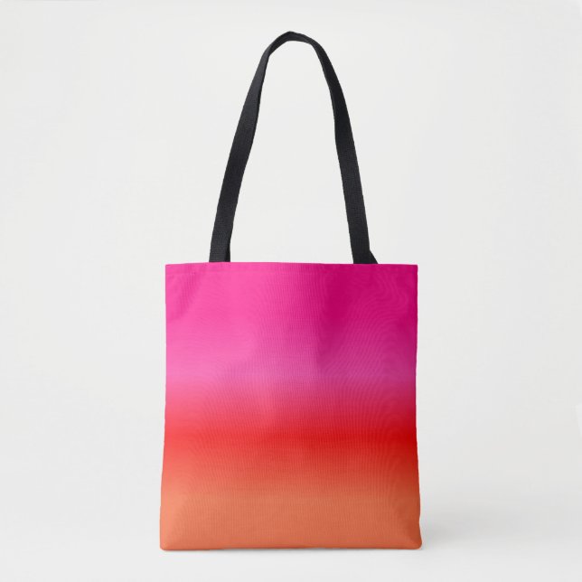 Bolsa Tote Saco de cor rosa, vermelha e laranja (Frente)