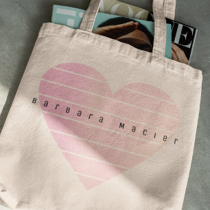 Bolsa Tote Saco de Coração de Amor Rosa para uma na moda
