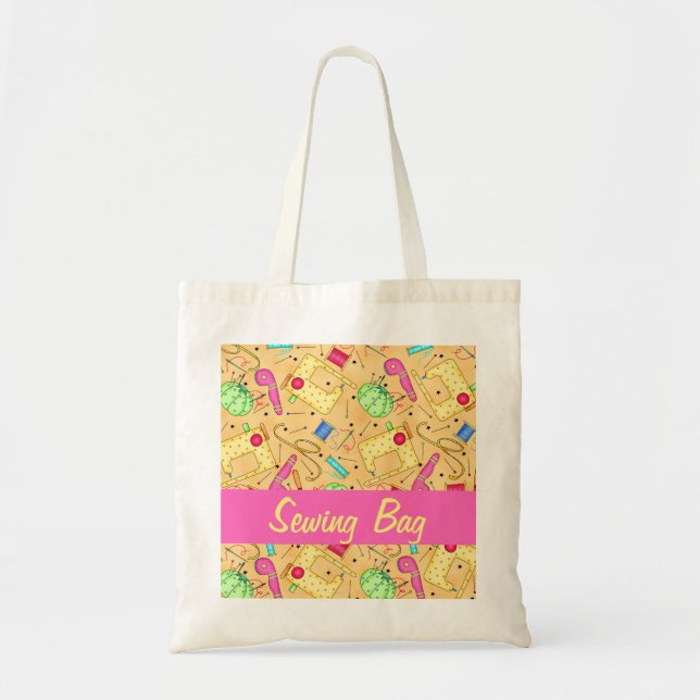Bolsa Tote Saco de costura de arte amarela personalizado (Frente)