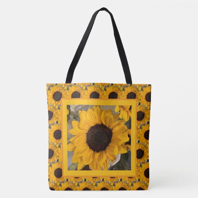Bolsa Tote Saco de Crescer e Florescer de Girassóis (Frente)