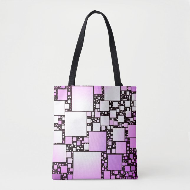 Bolsa Tote Saco de Dança Rosa e Branco Quadrado (Frente)