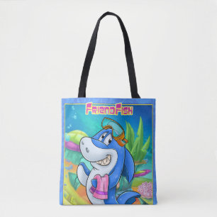 Bolsa Tote Saco de desenho animado bonito com tubarão de prai