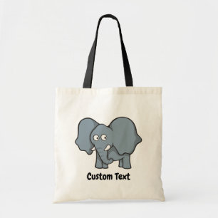 Bolsa Tote Saco de desenho animado de elefante cinza