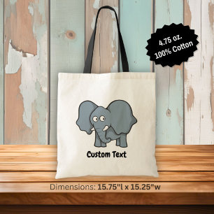 Bolsa Tote Saco de desenho animado de elefante cinza