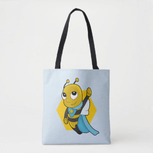 Bolsa Tote Saco de desenho de abelha super-heróis
