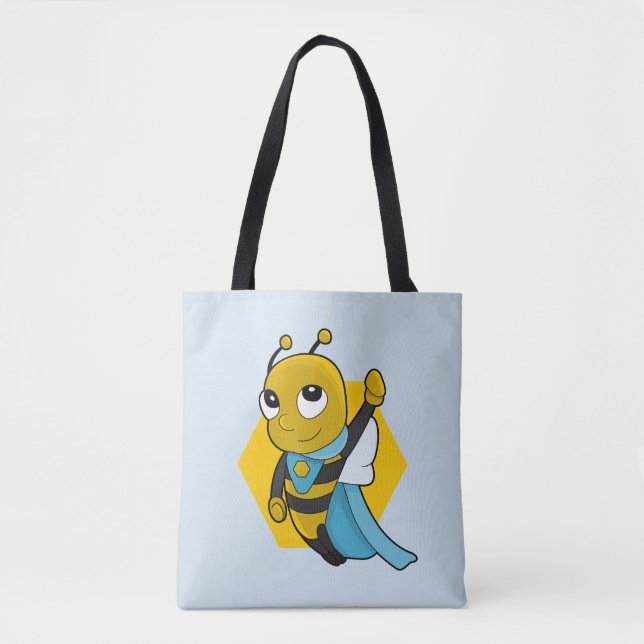 Bolsa Tote Saco de desenho de abelha super-heróis (Frente)