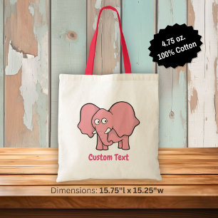 Bolsa Tote Saco de desenho de elefante rosa