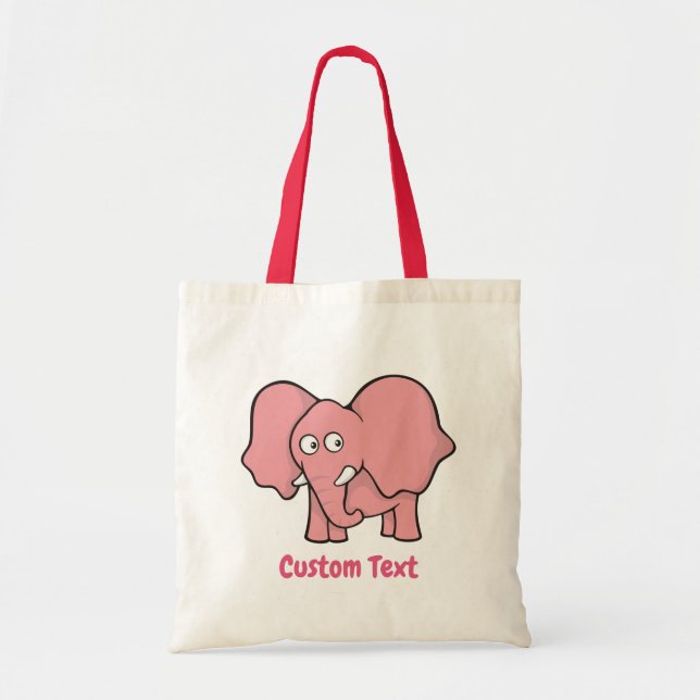 Bolsa Tote Saco de desenho de elefante rosa (Frente)