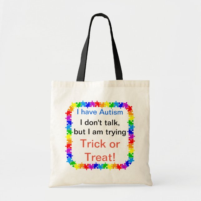Bolsa Tote Saco de doces ou travessuras da conscientização do (Frente)
