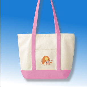 Bolsa Tote Saco de Elefante Bebê Menina Rosa