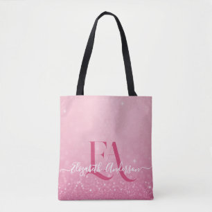 Bolsa Tote Saco de ferramenta brilhante rosa com inicializaçõ