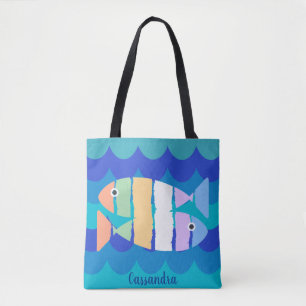 Bolsa Tote Saco de ferramenta de design abstrato de peixe dup