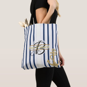 Bolsa Tote Saco de ferramentas MONOGRAMA, com faixa branca az