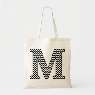 Bolsa Tote Saco de ferramentas monograma "M", em preto e bran