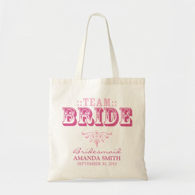 Bolsa Tote Saco de Festa de casamento personalizado "TEAM BRI (Frente)