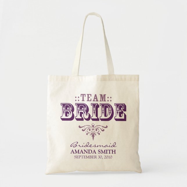 Bolsa Tote Saco de Festa de casamento personalizado "TEAM BRI (Frente)