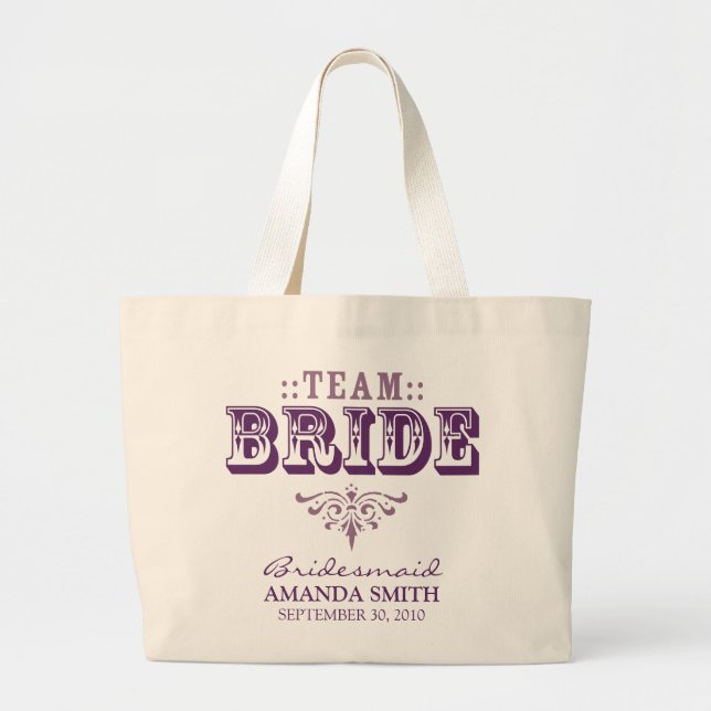 Bolsa Tote Saco de Festa de casamento personalizado "TEAM BRI (Frente)