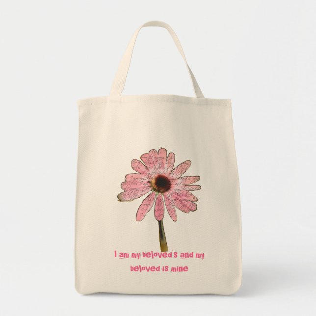 Bolsa Tote Saco de Flor de Cone Rosa (Frente)
