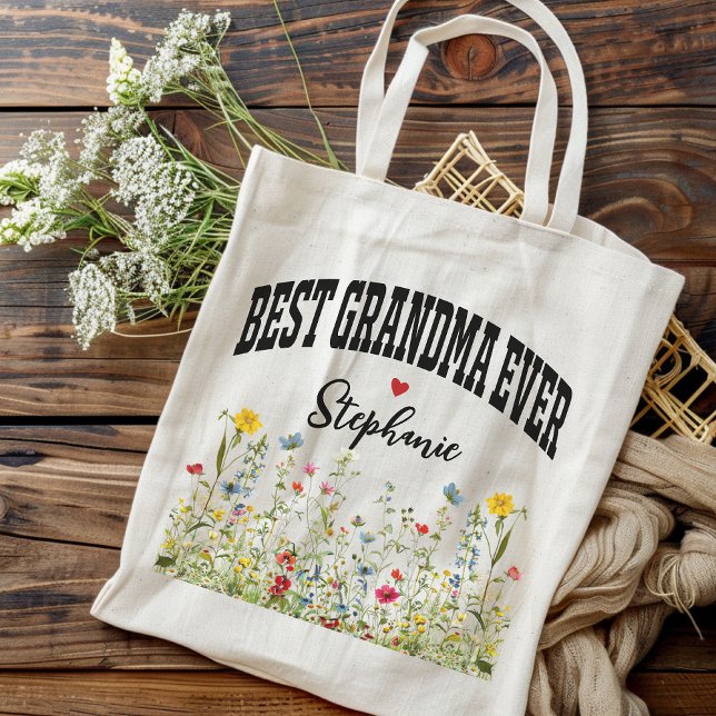Bolsa Tote Saco de flor selvagem personalizado, Presente de a (custom name tote for grandma, wildflowers tote bag, gift for grandma, grandma tote bag, Mimi bag)