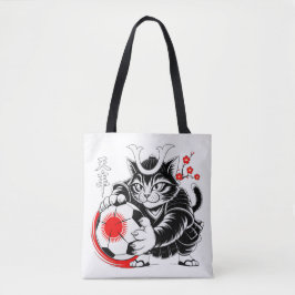 Bolsa Tote Saco de Futebol de Gato Samurai para Compras e Uso