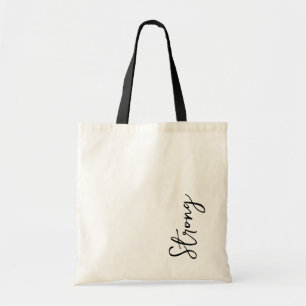 Bolsa Tote Saco de Ginásio de Força Tote Forte Script Preto e