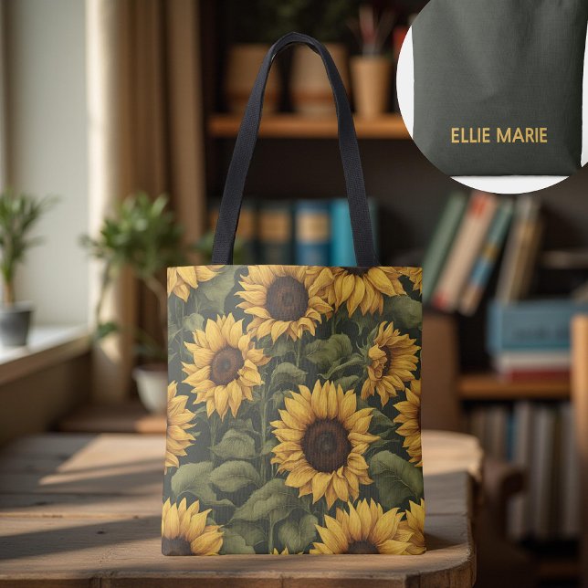 Bolsa Tote Saco de girassol personalizado para professores, e (custom sunflower bag, best mom ever gift, bridesmaid proposal tote, bachelorette gift bag)