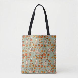 Bolsa Tote Saco de Golden Retriever Floral Cute de Halloween
