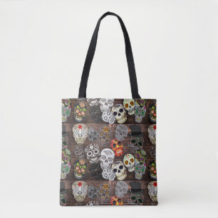 Bolsa Tote Saco de Halloween do Sugar Skulls