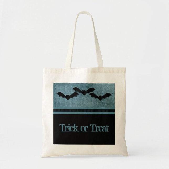Bolsa Tote Saco de Halloween dos Morcegos, Azul Escuro (Frente)