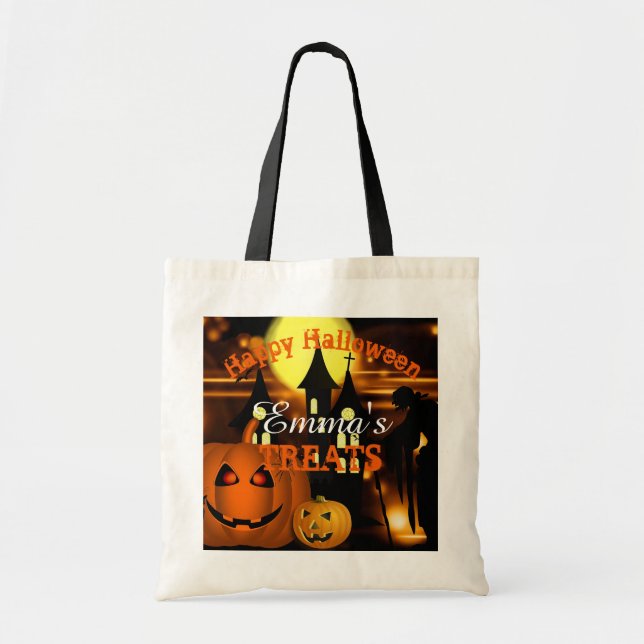 Bolsa Tote Saco de Halloween Feliz Personalizado (Frente)