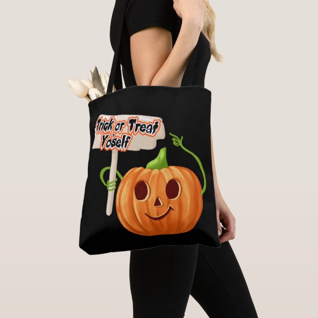 Bolsa Tote Saco De Halloween Personalizado, Truque Ou Cuide D (Close Up)