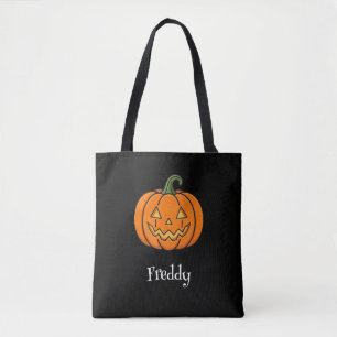 Bolsa Tote Saco de Halloween Preto Laranja para Doces ou Trav