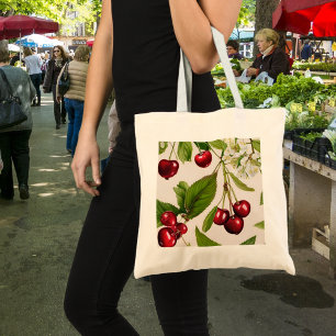 Bolsa Tote Saco de Ilustração de Cereja Vintage