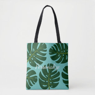 Bolsa Tote Saco de impressão floral de folha de palma da Mons