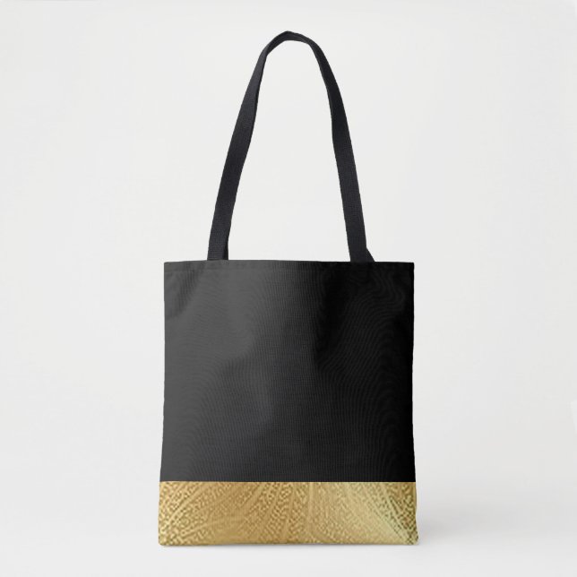 Bolsa Tote Saco de Impressão metálico Dourado preto e iridesc (Frente)