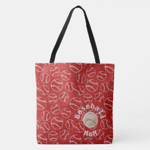 Bolsa Tote Saco de Impressão Vermelho da Mãe de Beisebol