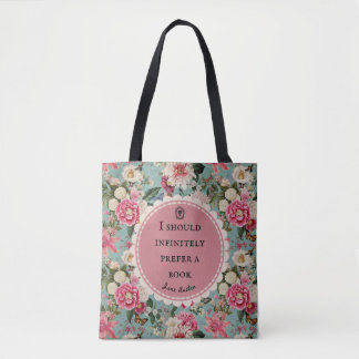 Bolsa Tote Saco de Jane Austen Citação Prefira um Livro com F