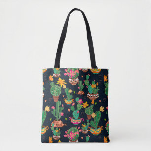 Bolsa Tote Saco de Jardim de Cacto Colorido