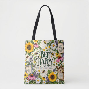 Bolsa Tote Saco de Jardim Floral Bee Happy