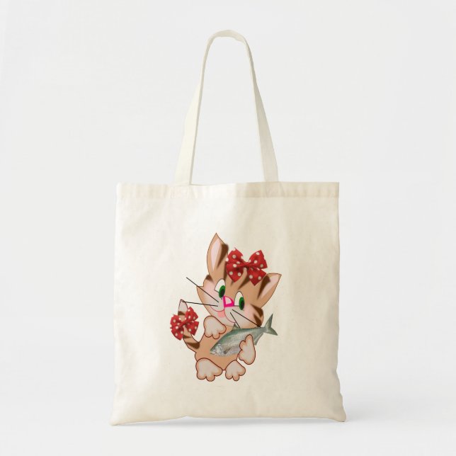 Bolsa Tote Saco de Kitten com Peixe (Frente)