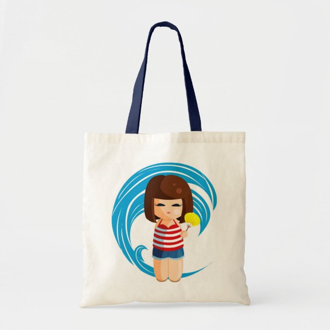 Bolsa Tote Saco de Kokeshi da praia (Frente)