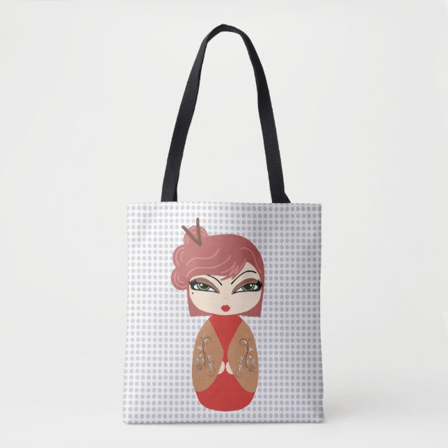 Bolsa Tote Saco de Kokeshi Doll (Frente)