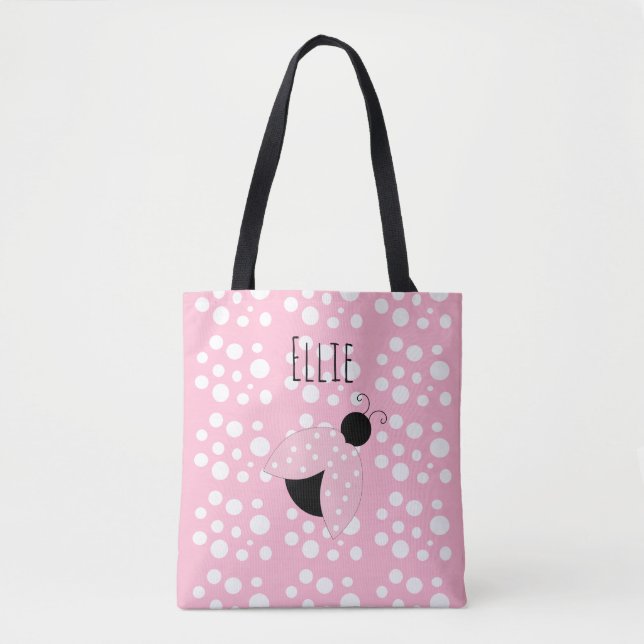 Bolsa Tote Saco de Ladybug Rosa Personalizado (Frente)