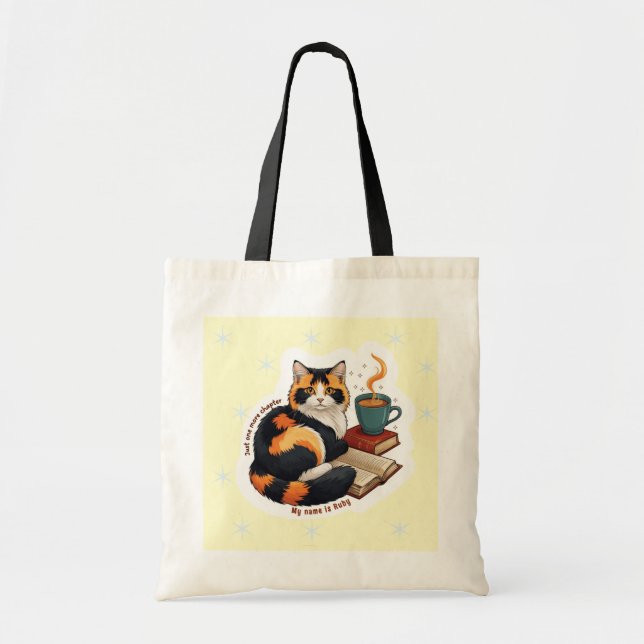 Bolsa Tote Saco de leitura de calico personalizado para gato (Frente)