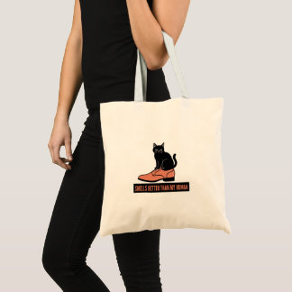 Bolsa Tote Saco de Linocut Sarcástico do Gato no Sapato Meme